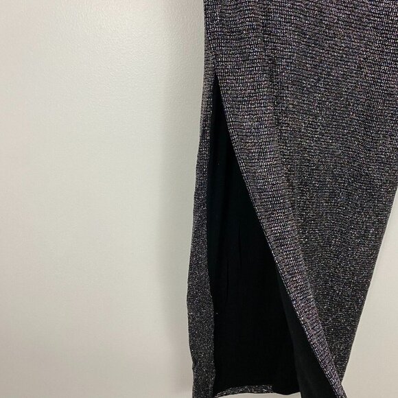 Lama Jouni Slinky Maxi Skirt Medium Black Silver Sparkly Holiday High Slits NEW - Picture 16 of 16